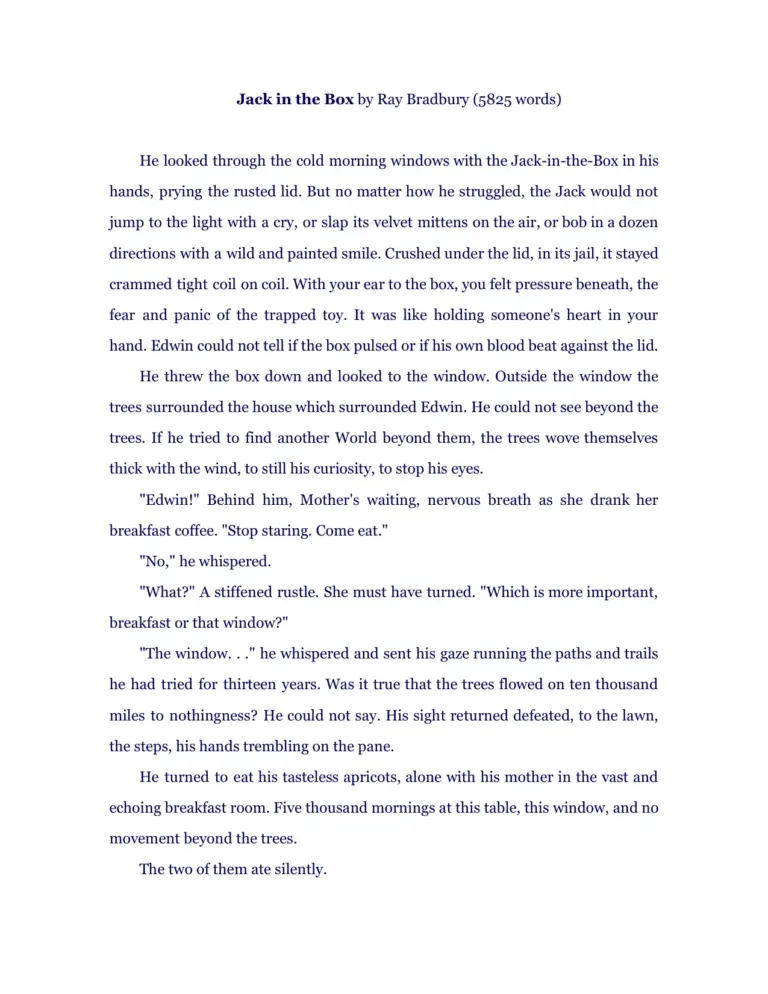 Jack In The Box By Ray Bradbury